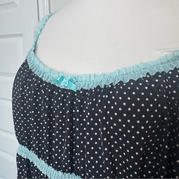 Black Polka Dot babydoll with baby Blue lace Accents 14/16 - Picture 4 of 6